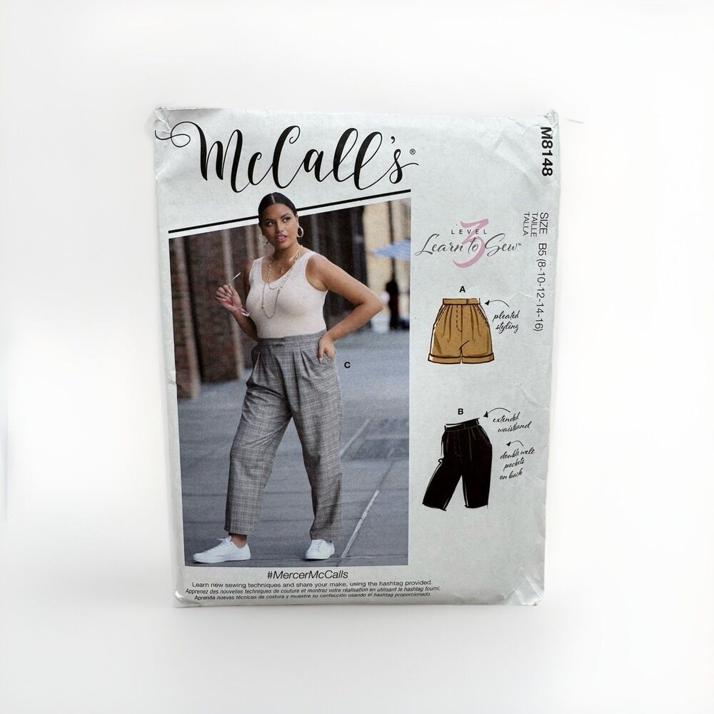 McCall's Sewing Pattern M8148 Womens Pants Shorts Pleated Pockets Sizes 8-16